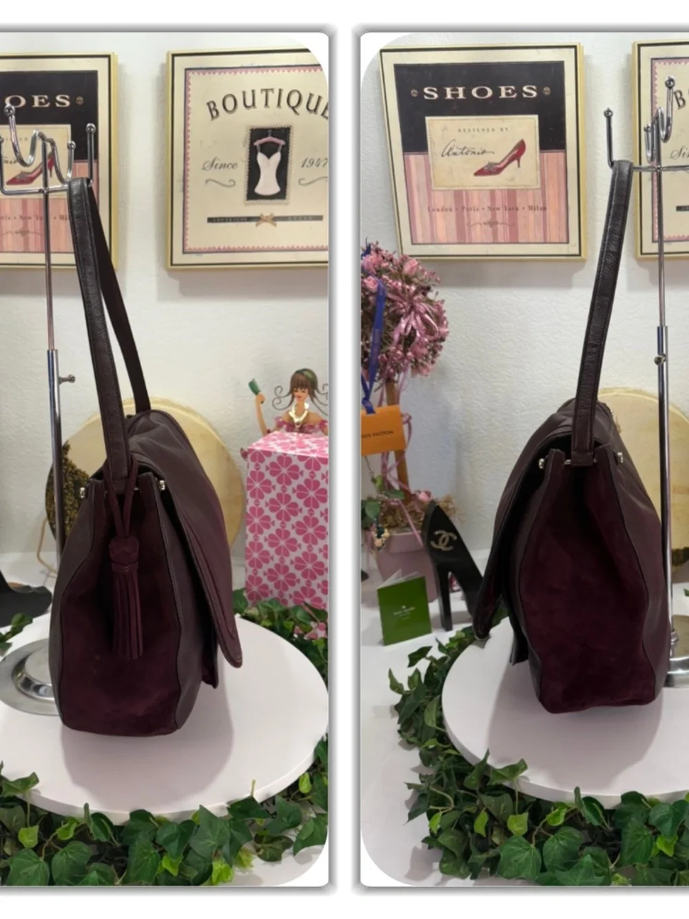 KATE SPADE RICH DARK BURGUNDY SUEDE LEATHER LARGE TASSEL BAG!